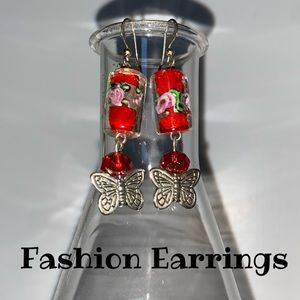 Red Butterfly Fashion Earrings